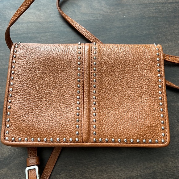 Brighton, brown leather silver studded Crossbody bag - Picture 8 of 8